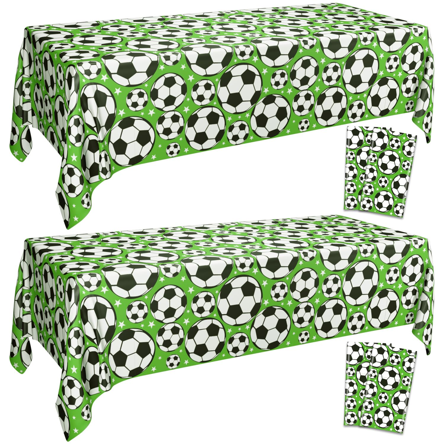 APUXXJUPA Football Table Cloth - 4 Pcs Rectangle Table Covers for Kids Football Birthday Party Decorations Sports Theme Supplies, 130 x 220 cm