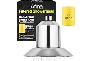 Afina Filtered Shower Head, Shower Filter for Hard Water | Improves Skin & Hair by Removing Chlorine & Toxic Chemicals from Hard Water | High Pressure Shower Filter Head Water Filter (Brushed Nickel)