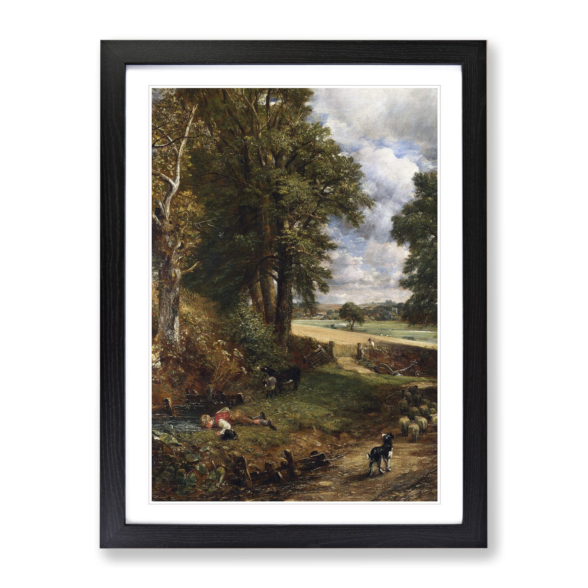 The Cornfield By John Constable Classic Painting Framed Wall Art Print, Ready to Hang Picture for Living Room Bedroom Home Office Décor, Black A3 (34 x 46 cm)