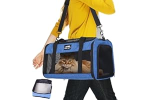 FURTENT TSA Airline Approved Pet Carrier for Cats and Small Dogs - Soft Sided, Foldable, Cat Dog Carrier Fits Pets Up to 15 lbs - Ideal for Travel, Car Rides, and Vet Visits - Dark Blue