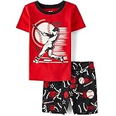 The Children's Place boys 100% Cotton Short Sleeve Top and Shorts 2 Piece Pajama Set