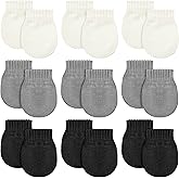 9 Pairs Baby Winter Mittens for 0-6 Months Baby No Scratch Newborn Mittens Glove Infant Warm Glove (Black, Gray, White)