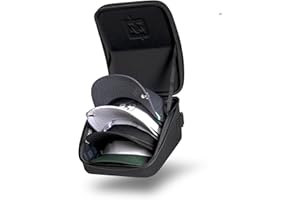 BRIMZ Modern Hat Box - Protective Carrier for 4 Caps or Golf Hats - Water-Resistant EVA Case with Accessory Pouch & Luggage Strap - Hat Protector for Travel & Storage