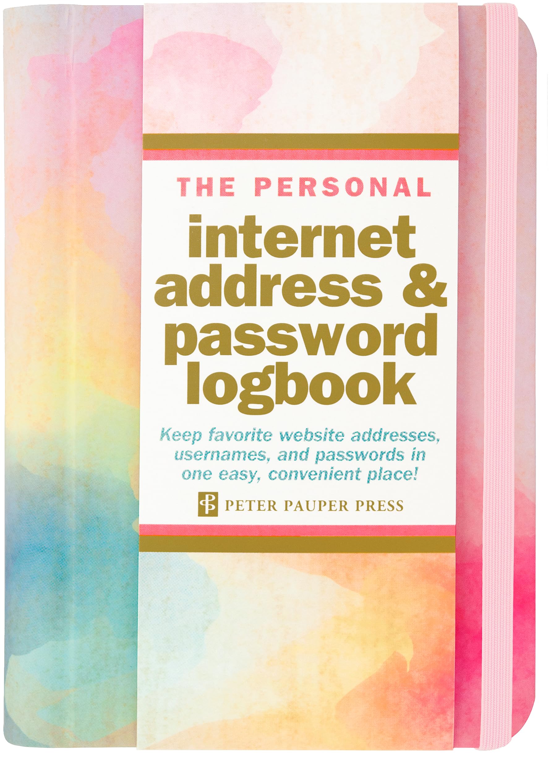 Watercolor Sunset Internet Address & Password Logbook (removable cover band for security)