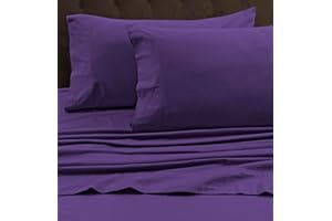 Tribeca Living Queen Luxury Solid Flannel Generous Size Flat Sheet, Purple