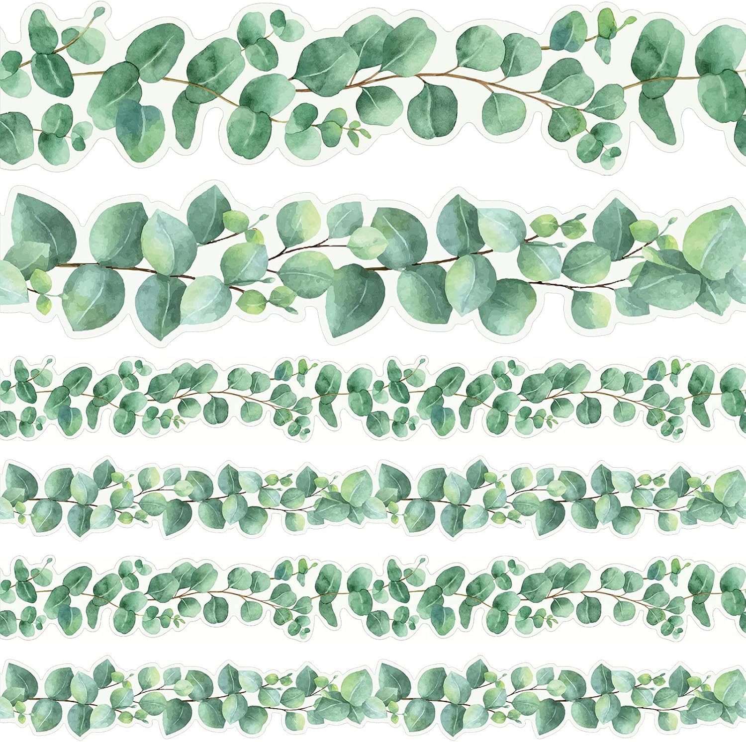 Eucalyptus Die-Cut Border Trim Bulletin Board Classroom Bulletin Wall Decor Greenery Trim Border Decor Wall Decals Border Tropical Leaves Greenery Wall Decoration Green (78.7ft)