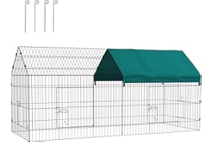 PawHut 87"L Small Animals Pet Playpen Catio Cage with Doors for Rabbits, Guinea Pig, Chicken, Chinchillas, Cat, Quail, Duck, 