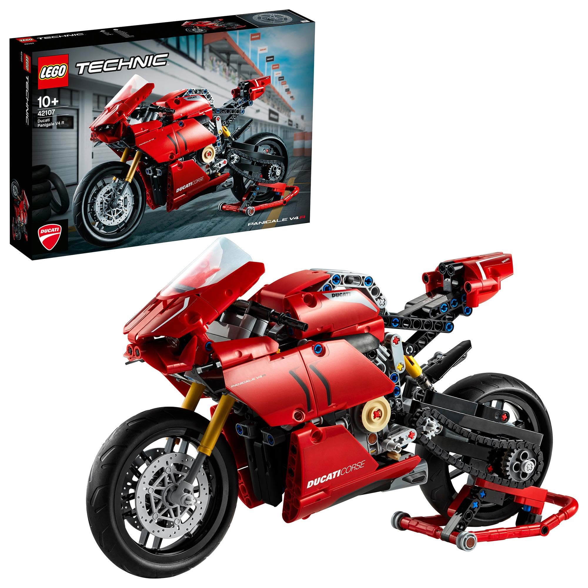 LEGO Technic Ducati Panigale V4 R 42107 Motorcycle Toy Building Kit (646 pieces), Build A Model Motorcycle, Featuring Gearbox and Suspension