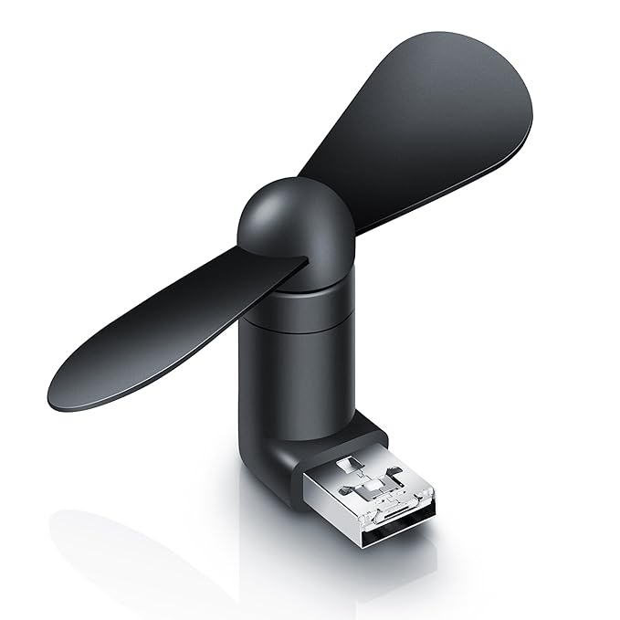 CSL - USB / micro USB Ventilator für Smartphone | für Handy, Smartphone, Powerbank etc. mit USB / micro USB anschluss | porta