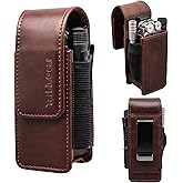 TarbicGear Multitool Holster with Belt Clip for Men, Faux Leather Multitool Sheath for Belt, Pocket Organizer for Work, Fits for Leatherman, SOG, Gerber Tools, Coffee