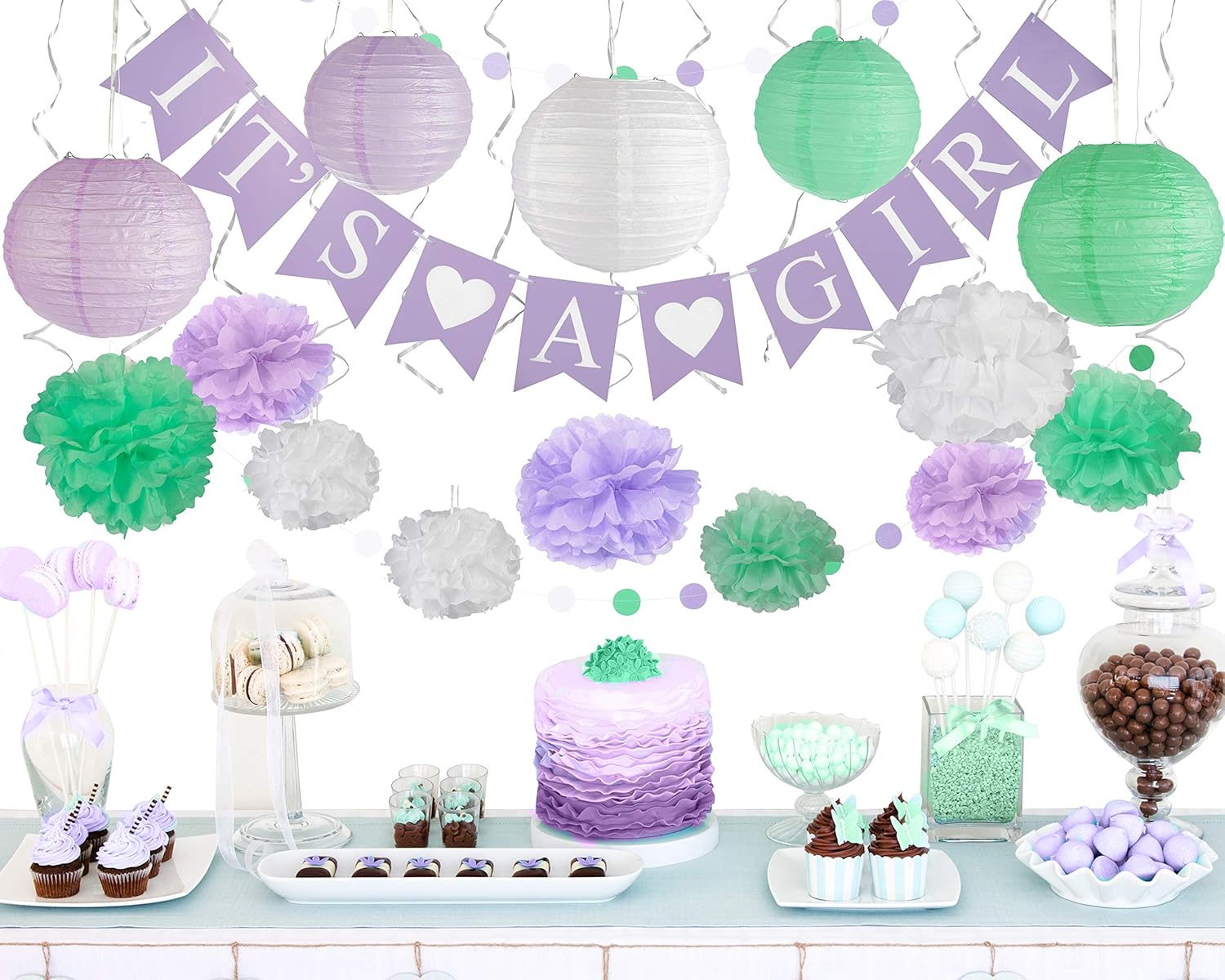 Amazon Com Marmie Baby Shower Decorations For Girl Kit Purple Amazon Com Marmie Baby Shower Decorations For Girl Kit Purple