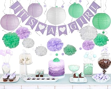 Amazon Com Marmie Baby Shower Decorations For Girl Kit Purple