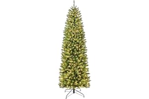 Puleo International 6.5 Foot Pre-Lit Fraser Fir Pencil Artificial Christmas Tree with 250 UL-Listed Clear Lights, Green