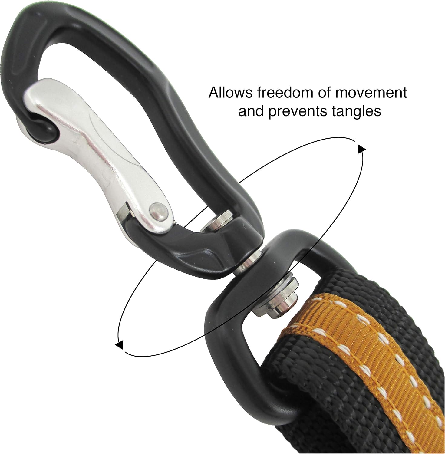 Kurgo Direct to Seat Belt Swivel Tether, Universal Car Seat Belt for Dogs Tangle-Free, Adjustable Length, Black/Orange - Image 4