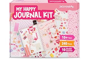 jackinthebox DIY Journal for Girls Ages 8-12, 242 pcs, Journaling kit, Tween Scrapbook, Includes 10 Mental Health Exercises, Girls Diary 8 9 10 11 12 Years