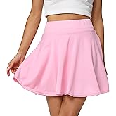 Sinono Basic Stretchy Solid Flared Casual Mini Pleated Skater Skirt