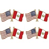 Peru Crossed Double Flag Lapel Pins Small Mini Peruvian Friendship Pin Badge Pack of 4
