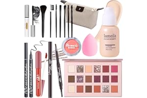 YBUETE All in One Makeup Set Full Kit for Girls Teens Women, Makeup Gift Set, Includes Eyeshadow, Foundation, Mascara, Face Blusher, Eyebrow Pencil, Eyeliner, Brushes, Lip Gloss, Sponge, Cosmetic Bag