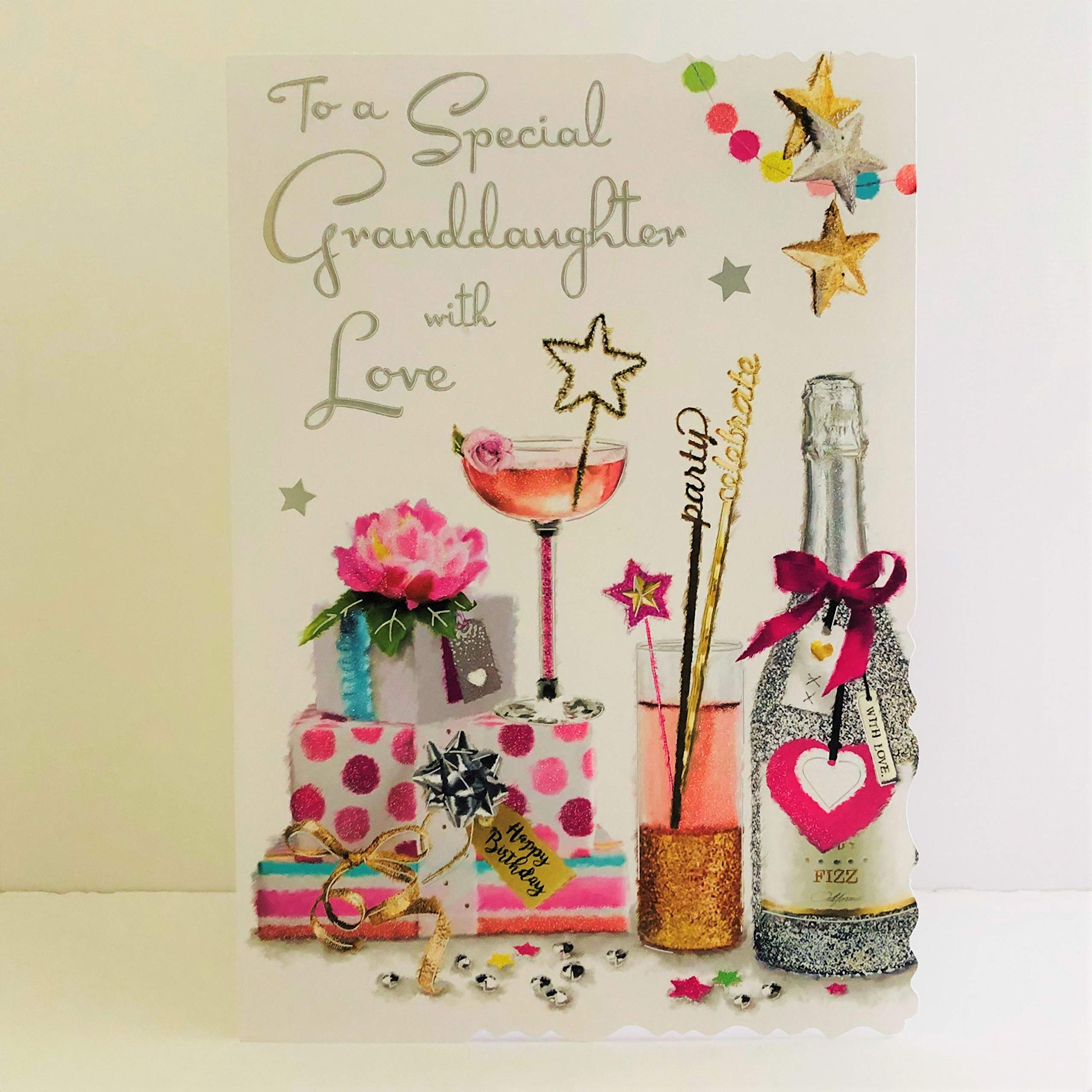 Jonny Javelin to A Special Granddaughter with Love Birthday Card - Presents Champagne Cocktails