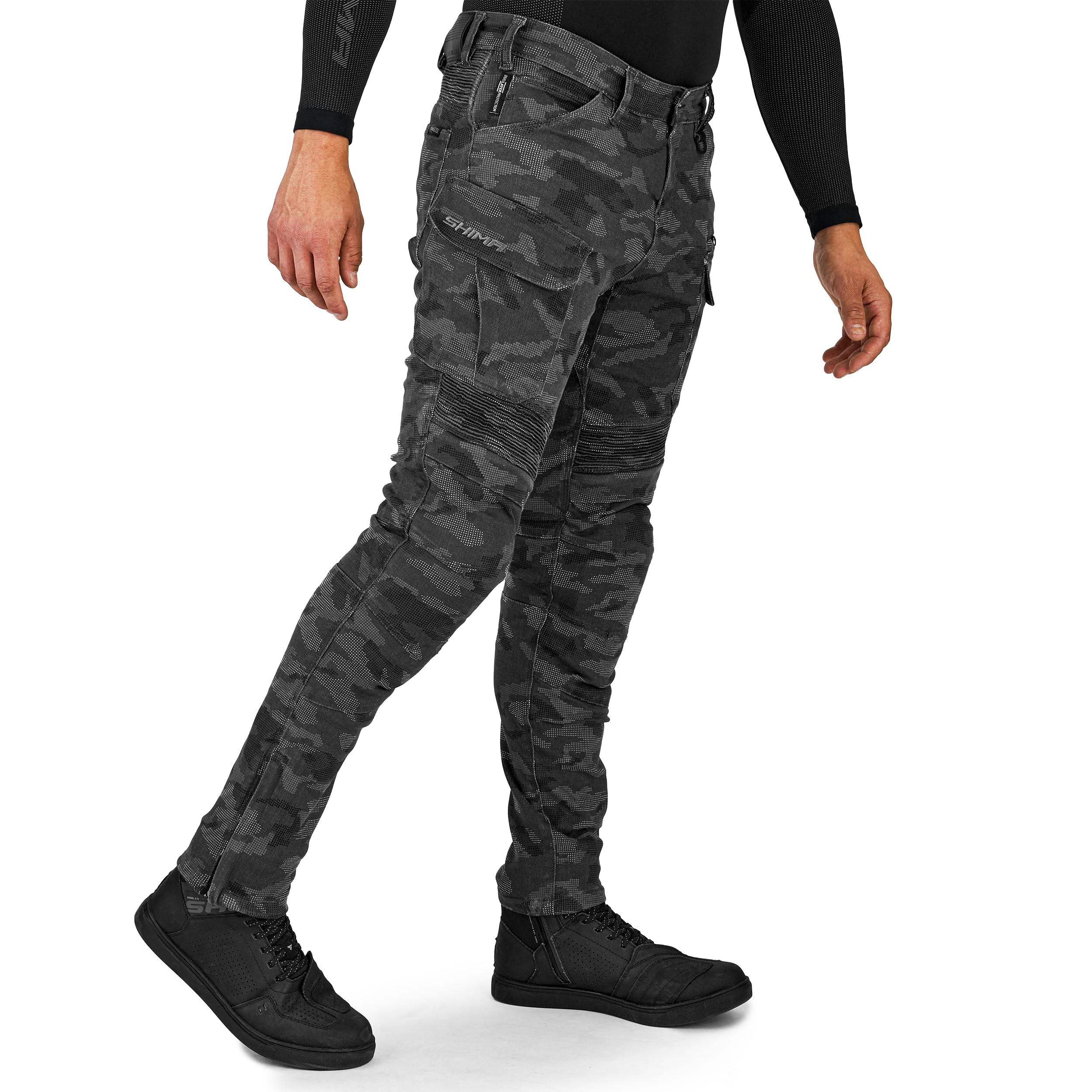 SHIMA Giro 3.0 Motorrad Hose Herren mit Protektoren AirForce Knieprotektoren Motorradhose Kurzgrößen Hosen für Mann Protektorenhose Textilhose Urban Stretch Cargohose Lang (Männer, Camo, 32/34) 7