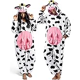 Spooktacular Creations Cow Pajamas, Plush Cow Costume Hooded, Halloween Costume Sleepwear for Cosplay Themed Parties