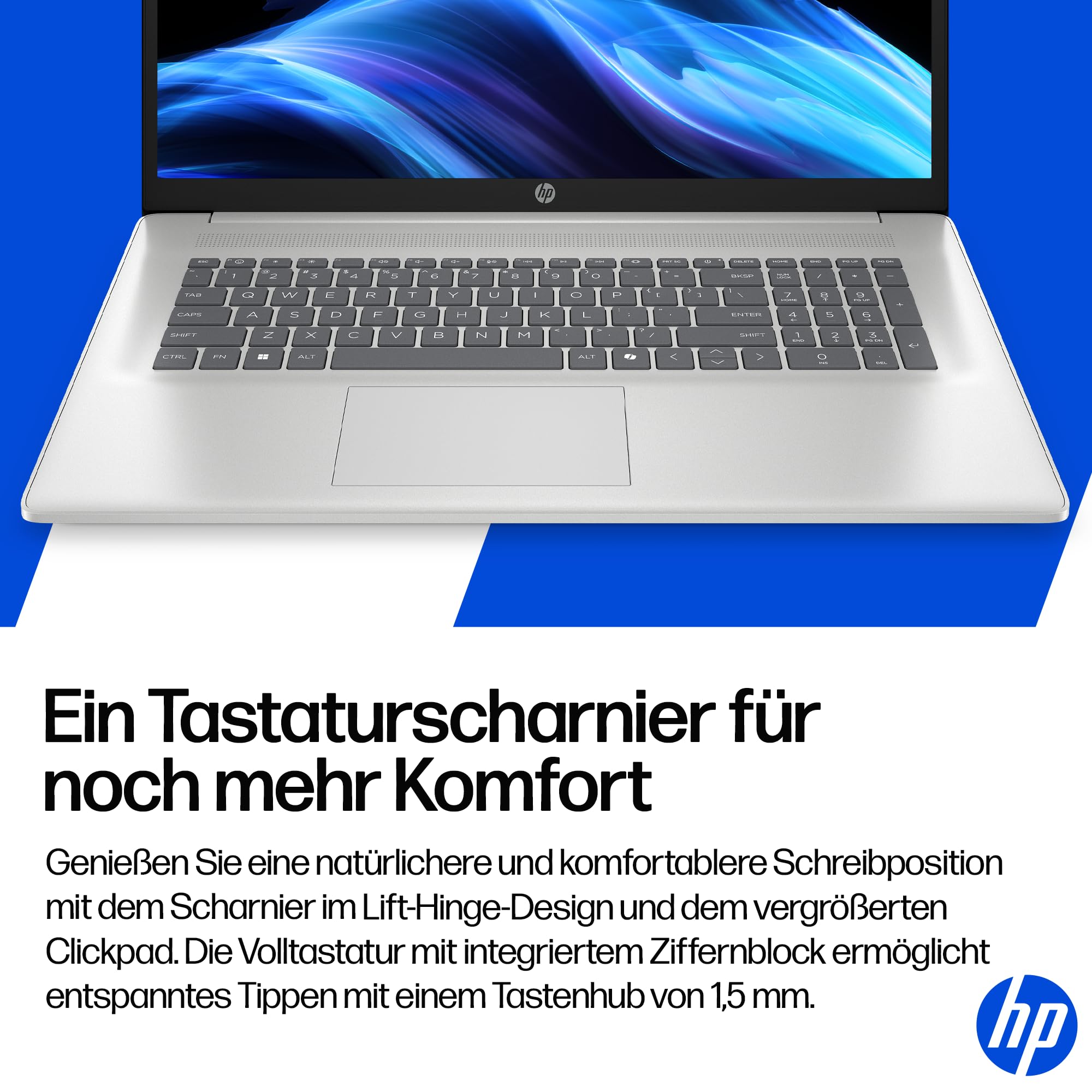 HP Laptop mit 17,3" FHD Display, Intel Core i7-1355U, 16 GB DDR4 RAM, 1 TB SSD, Intel Iris Grafik, Windows 11, QWERTZ, Silber inkl. 25 GB Dropbox-Speicher für 12 Monate 6