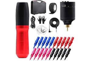 MO MOLONG Kids Wireless Tattoo Gun Kit Temporary Tattoo with Tattoo Power Supply 1300mAh LCD digital Lithium Battery Ballpoint Pen Tattoo Cartridges Tattoo Pen Kit for Beginners Tattoo Supplies/Kids Drawing