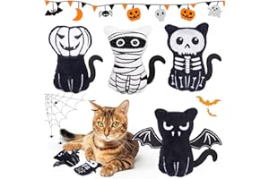 Retro Shaw Halloween Catnip Toys 4 Pack with Crinkle Sound, Cat Toys with Catnip for Halloween, Bite Resistant Cat Nip Cat Chew Toy for Indoor Cats Kittens Kitty