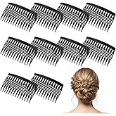 Thinp 10 Pcs French Side Comb,14 Teeth Decorative Hair Combs for Women Accessories Vintage Style Hair Comb Clips for Women Girls Bridal Wedding Veil Fine Long Curly Hairs (Black)