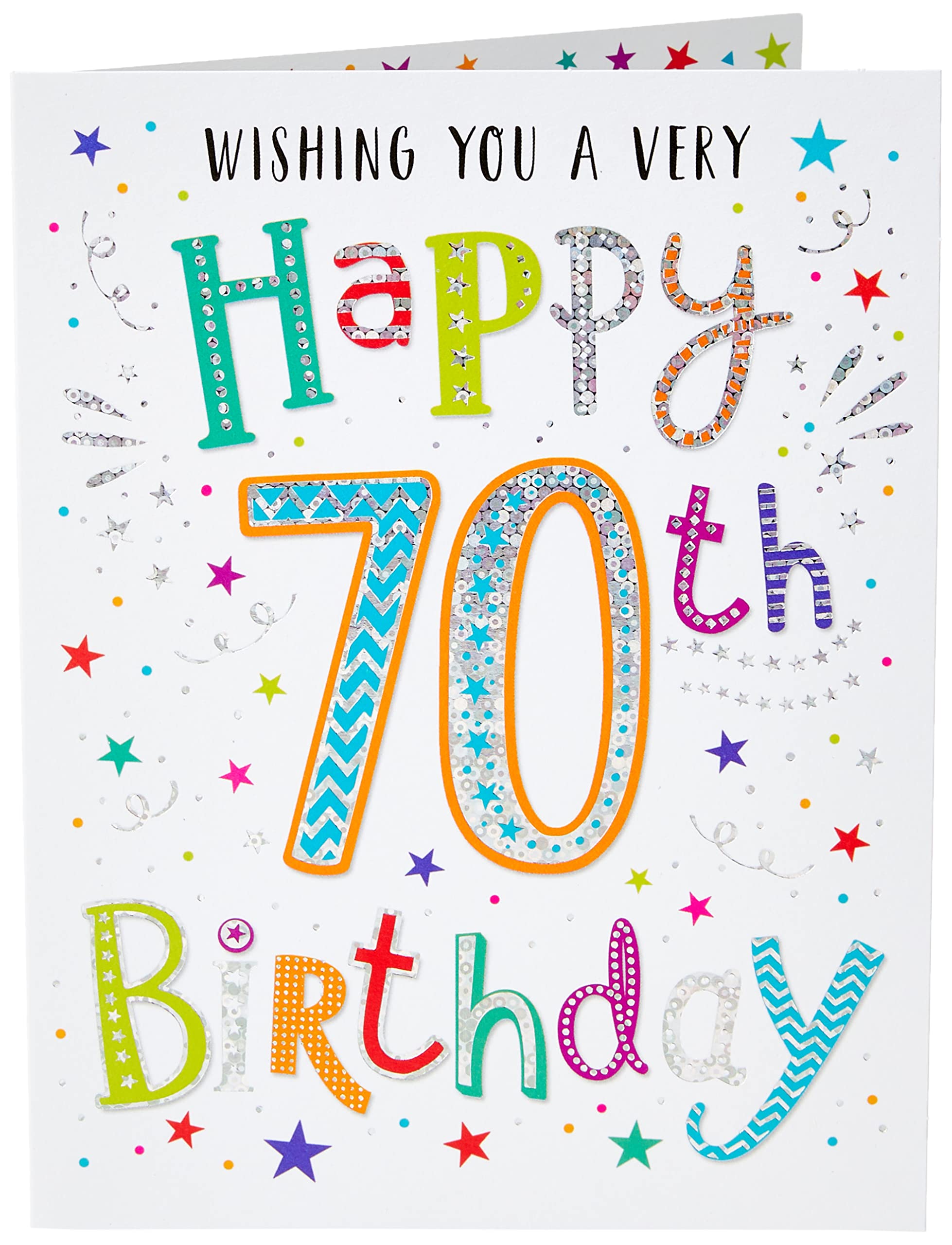 Regal Publishing Modern Milestone Age Happy Birthday Card 70th - 8 x 6 inches,White