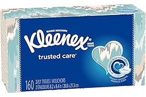 Kleenex Trusted Care Everyday Facial Tissues, Flat Box, 1 Pack, 144 Count (Pack of 1)