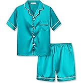 Topgal Satin Pajamas for Girls – Coat Style Silky Button Down PJ Set Size 6-16