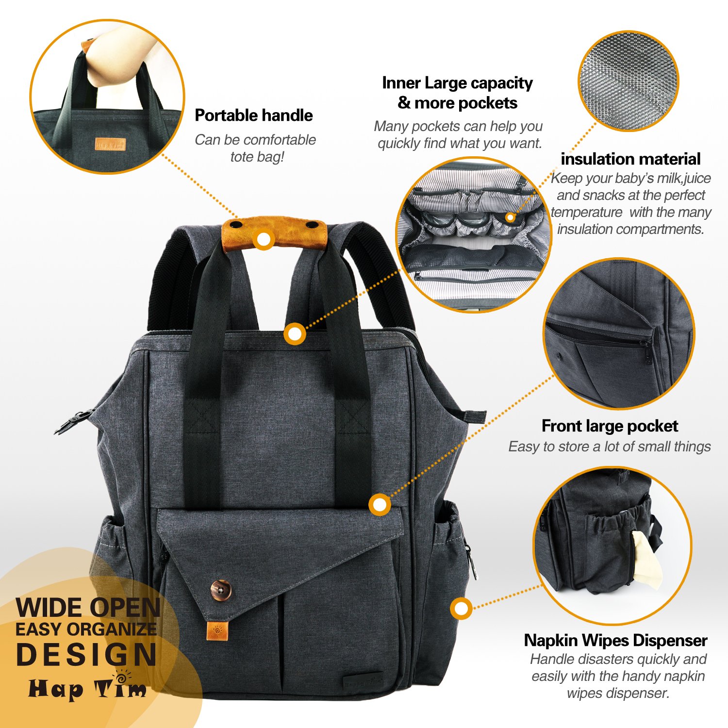 Galleon HapTim Baby Diaper Bag Backpack W/ Stroller Straps Multi