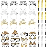 Abitoncc 36Pcs 2026 New Year Eve Party Supplies,Happy Next Year Headband Tiara,News Year Eyeglasses Prop,Fringed Noise Makers for 2026 New Years Party Favors