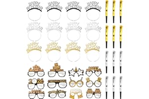 Abitoncc 36Pcs 2026 New Year Eve Party Supplies,Happy Next Year Headband Tiara,News Year Eyeglasses Prop,Fringed Noise Makers for 2026 New Years Party Favors