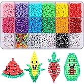 MAKERSLAND 1720+pcs Pony Beads Kit 1830pcs 6 Style Letter Alphabet Beads Rainbow Plastic Pony Bead Bulk Multicolor Kandi Bead Elastic String DIY Crafts Jewelry Making Kit for Bracelets Necklaces