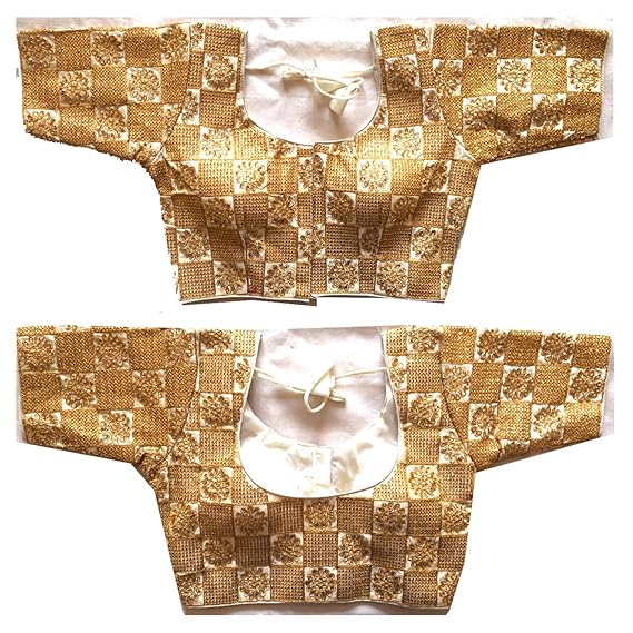 Women's White Colour Heavy Stone Gold Work Readymade Blouse For Saree And Lehenga Choli (Size 38+margin)