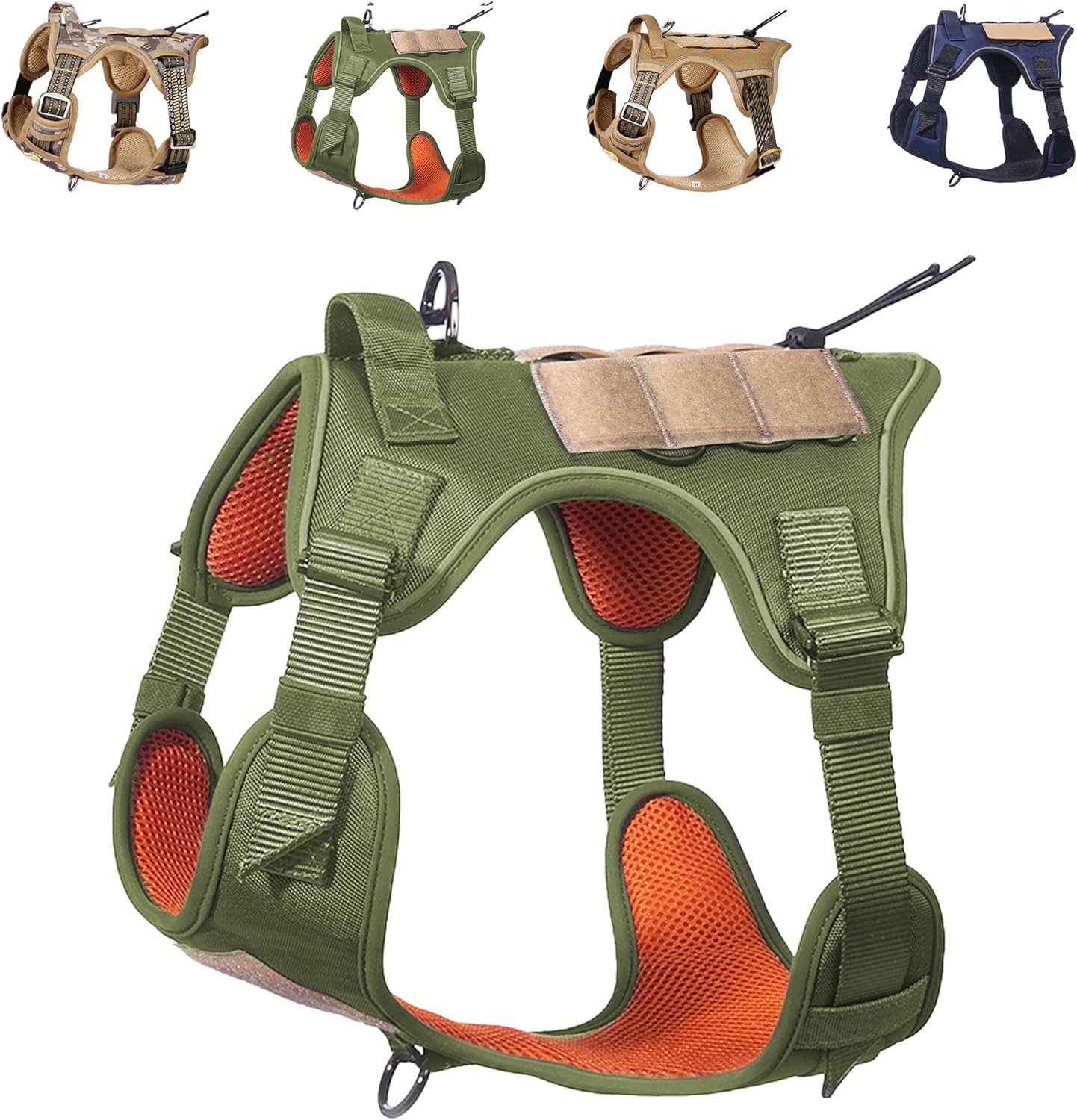 Tactical Service Dog Harness NoPull, Double DRing Adjust Vest Harness with Hook and Loop