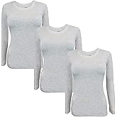 Natural Uniforms Women's Under Scrub Tee Crew Neck Long Sleeve T-Shirt Pack of 3 (3X-Large, 3 Pack