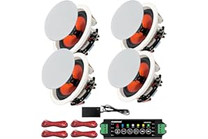 STUDIOFINIX 6.5 Inch Bluetooth Ceiling Speakers,600W Wired Recessed Speaker System, Ideal for Home Theater, Living Room,Offic