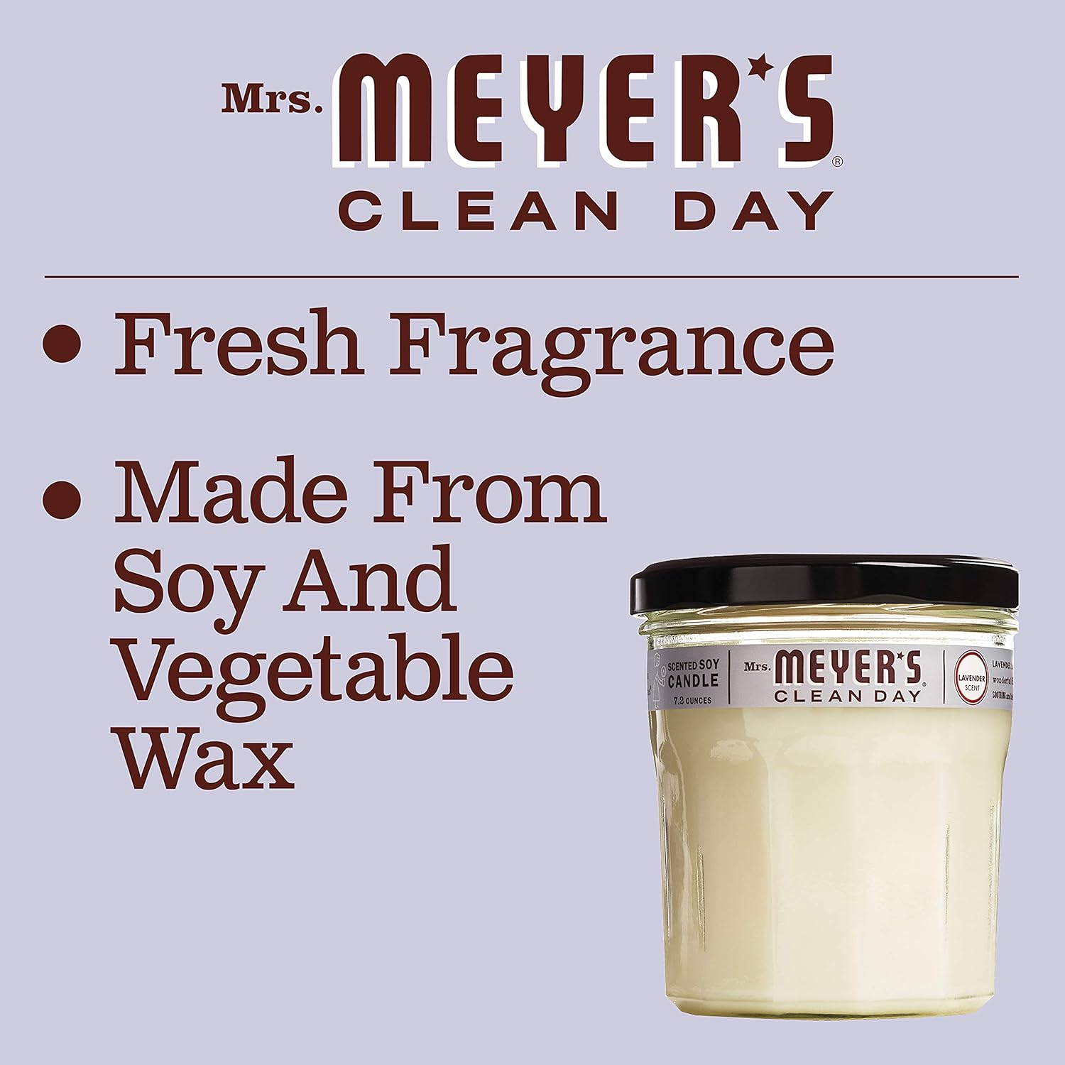 Mrs. Meyer's Clean Day Scented Soy Aromatherapy Candle, 35 Hour Burn Time, Made with Soy Wax, Lavender, 7.2 oz- Pack of 2: Health & Personal Care