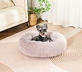 Enjamoy Plush Donut Dog Bed 60cm Calming Round Pet Bed Soft Fluffy Brown view 5