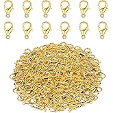 Lobster Clasps, 100Pcs Gold Lobster Claw Clasps for Handmade Necklace, Bracelet Jewelry Making Accessories Fastener Hook(12mmx6mm)