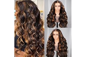 Arabella Glueless Lace Front Wigs Human Hair 210% Density + Big 13x4 Lace + Pre Bleached Tiny Knots + Wear and Go Wig + 1B/30 Highlight Ombre Lace Front Wig (24inch, 13x4 1B/30 Update bady wave)