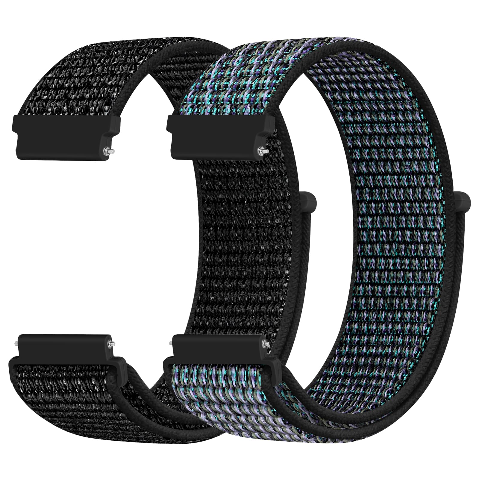 KIBDSNG Nylon 20mm Watch Strap Compatible with Garmin Vivoactive 6/5/3/3 Music/Forerunner 55/165/245/645/Venu/Venu 2 Plus,Sport Replacement Band for Samsung Galaxy Watch 7/6/5/4/FE 40mm 44mm