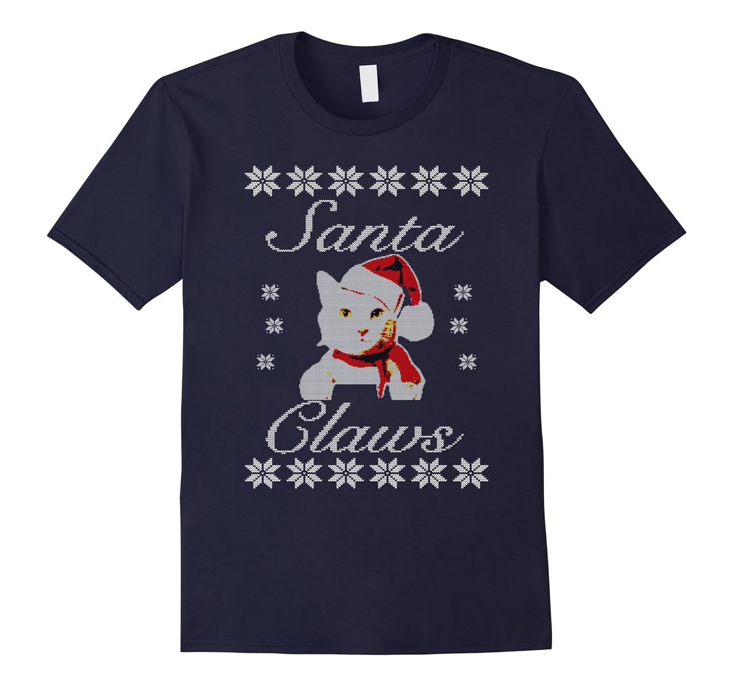 Christmas Cat Sweater Santa Claws Funny Holiday Gift T-Shirt-ANZ