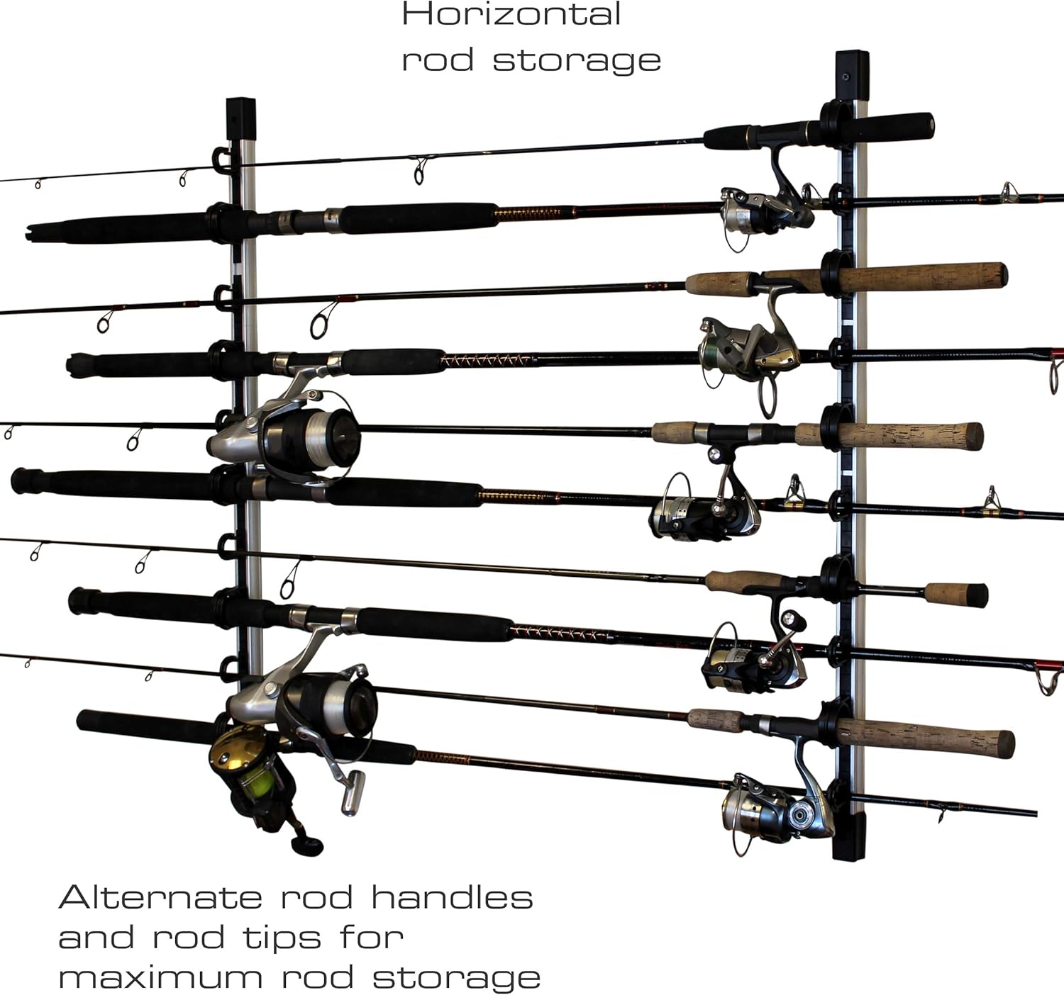 Rush Creek Creations 3-in-1 Aluminum 10 Fishing Rod Storage Wall/Ceiling Rack: Sports & Outdoors