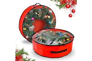 2 Pack Christmas Wreath Storage Container - 24 Inch, Garland Storage, Christmas Large Wreath Storage Container Cover, Durable