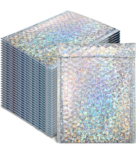 50 Pcs Metallic Bubble Mailers,Holographic Bubble Jamaica