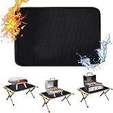 Apipi 25 x 19.5in Fireproof Grill Mat for Outdoor Grill - 2mm Thickened Heat Resistant Mat for Countertop, Easy to Clean & Waterproof & Oil Proof for Protecting Prep BBQ Table